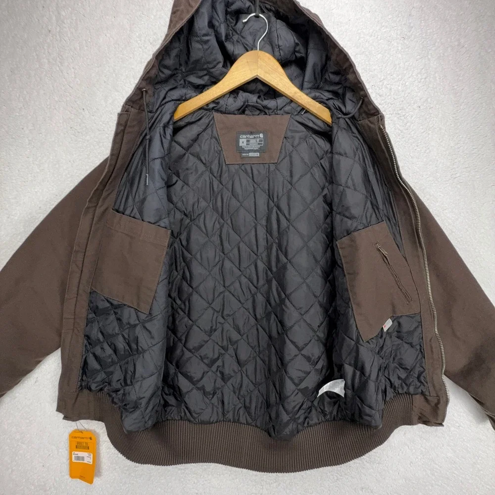 Carhartt Active Jac Washed Duck Insulated Mens Medium J130 Brown Hooded NWT